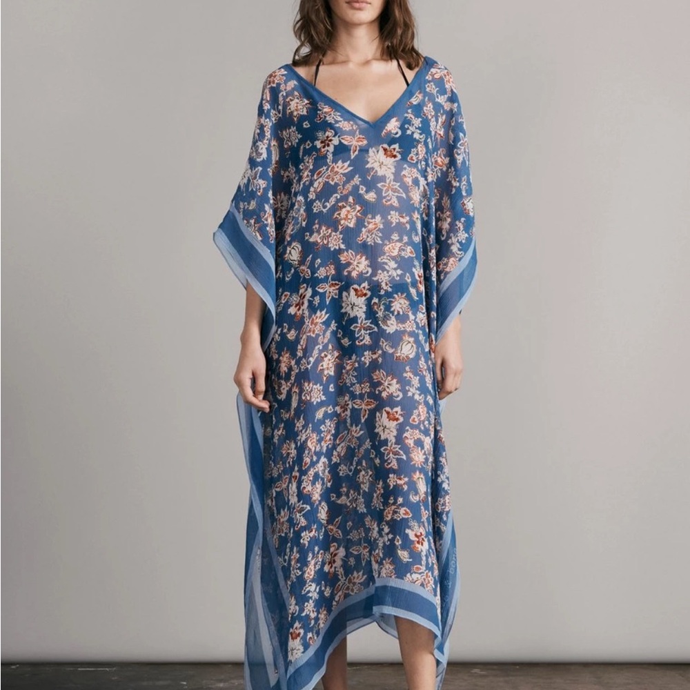 rag and bone blue retro floral kaia kaftan